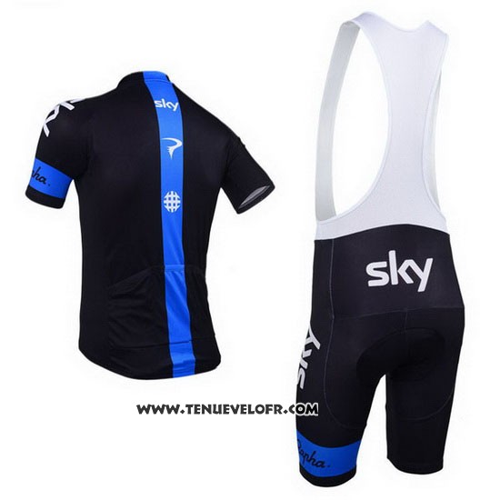 2013 Maillot Ciclismo Sky Bleu et Noir Manches Courtes et Cuissard